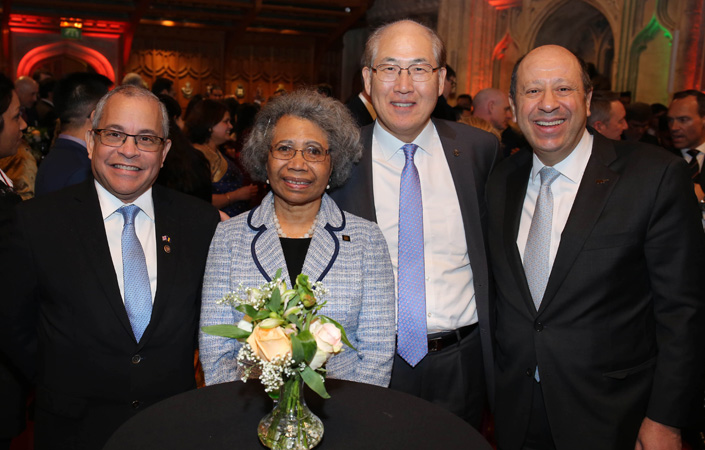 The new High Commissioner for Barbados Mr Milton Inniss, the High Commissioner for Papua New Guinea Mrs Winnie Kiap, the IMO Secretary General Mr Kitack Lim and the High Commissioner for Cyprus Mr Euripides Evriviades