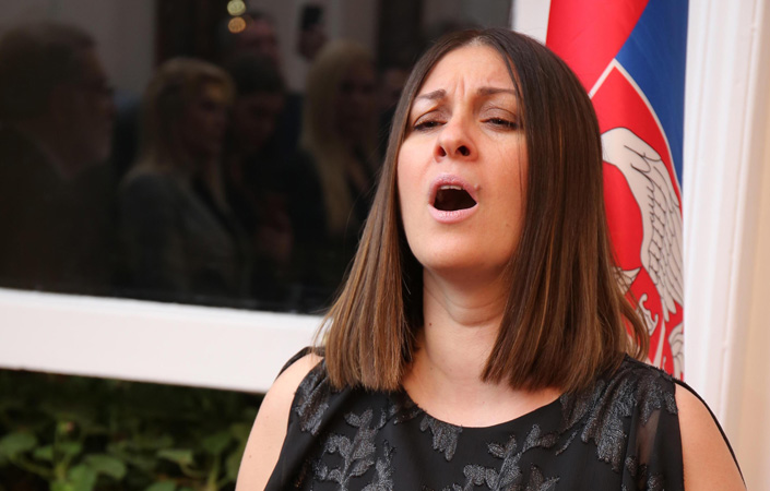 Soprano Nevena Pavlović Bridgen sings the national anthems