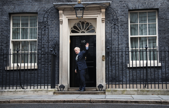 Prime Minister Johnson returns to Downing Street after a huge election victory for the Conservative Party