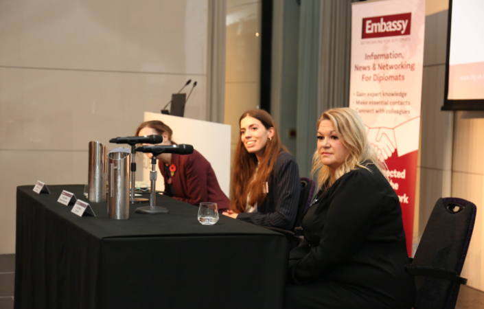 Rosa Schofield (IFLG) and Louise Daynes from Border Force take questions from the consuls